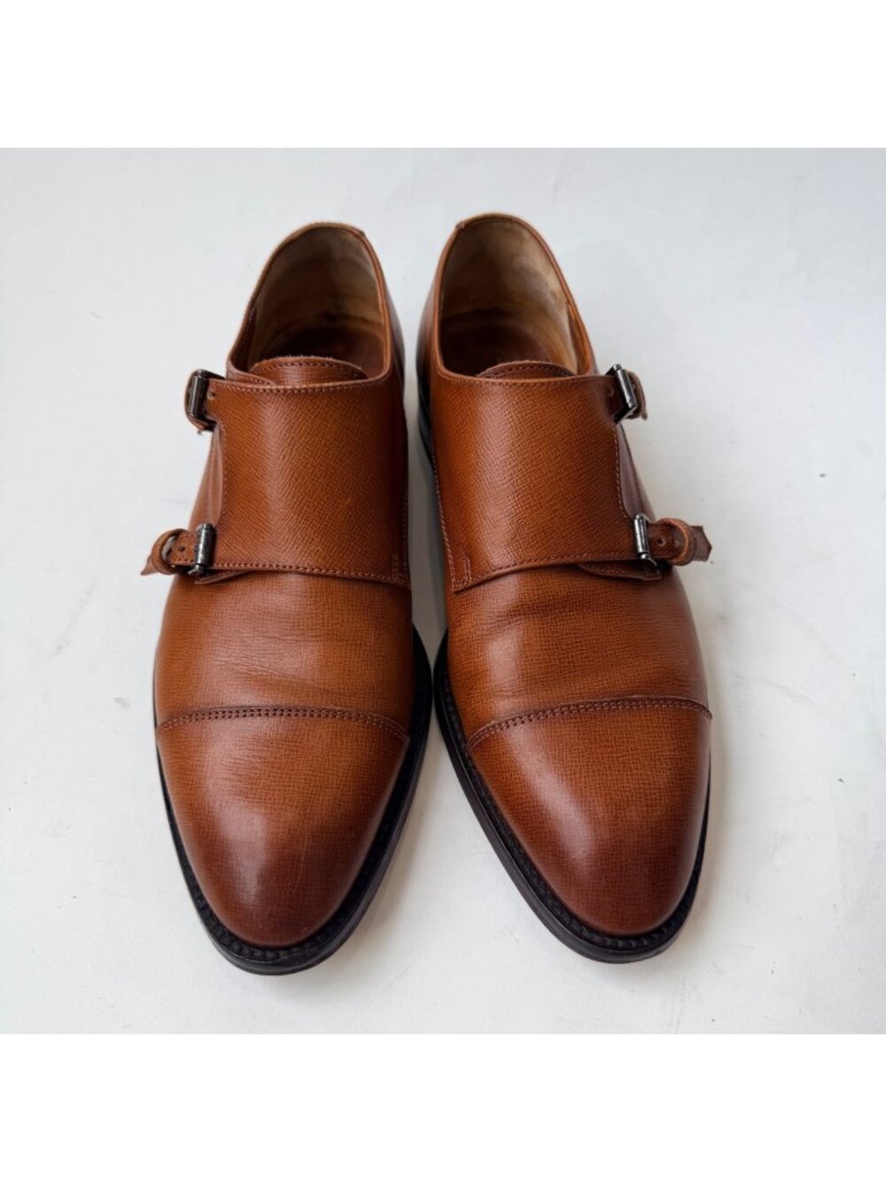 Antonio Maurizi x Suitsupply Size 40 Brown Leather Double Monk Strap Dress Sho